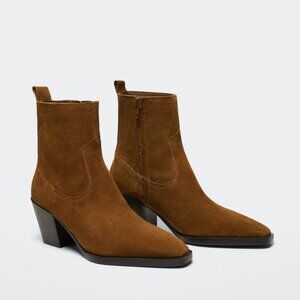 Mango LEATHER  Suede Heel leather ankle boot (worn once) Size 7.5
